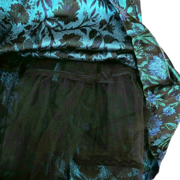 Vintage 80s Ball Gown Scott McClintock Brocade Velvet Basque V Waist Puff Sleeve - Picture 10 of 12